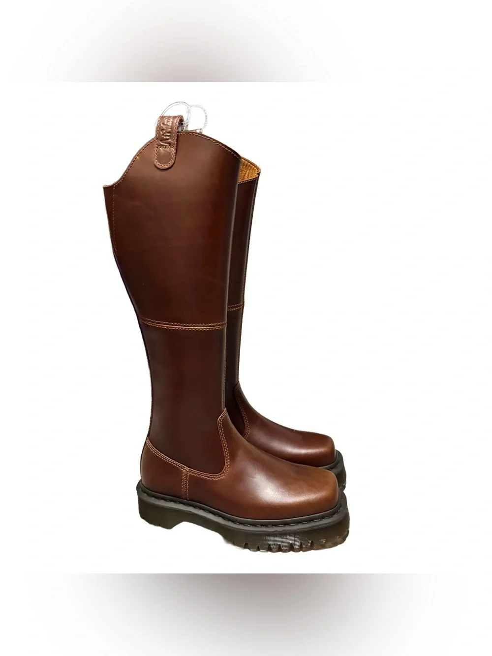 Dr. Martens Amaayah Knee High Leather Boot Women's 5 Square Toe Butterscotch NEW